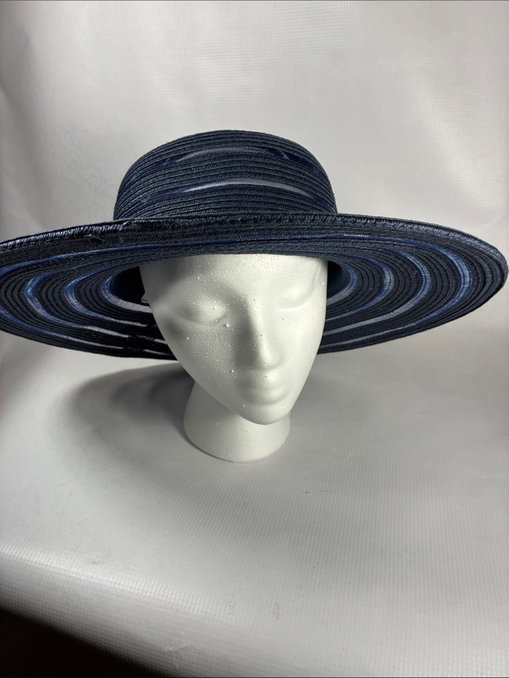 Nine West Navy Striped Wide-Brim Sun Hat - Picture 2 of 10